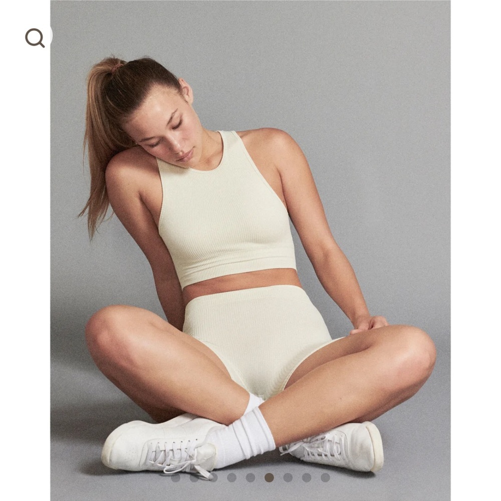 Skims Stretch Rib High Neck Bralette in BONE